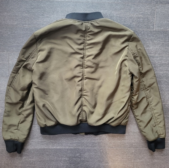 ZARA Women Bomber Flight Jacket Olive M - Picture 5 of 8